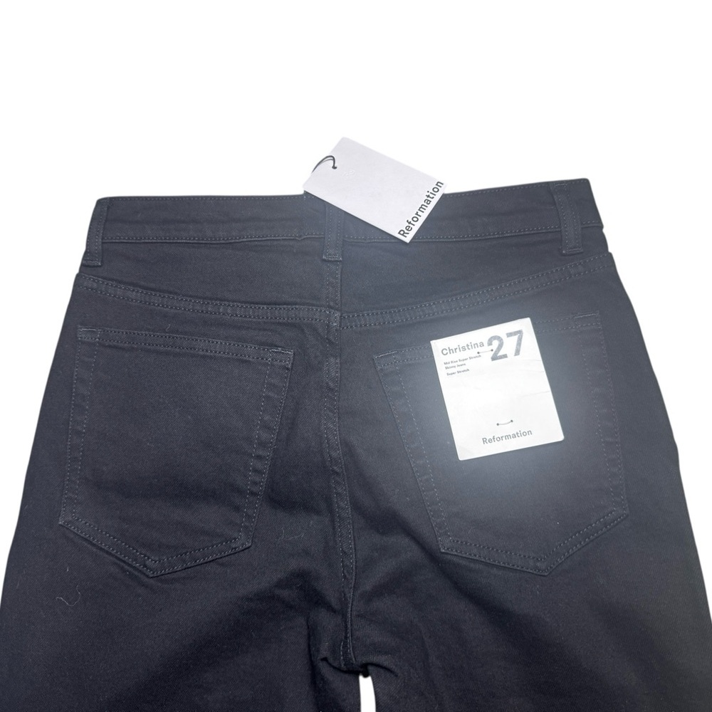 NWT Reformation Christina Mid Rise Super Stretch Black Skinny Jeans Size 27 - Picture 7 of 7